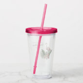 Tropische bloemige roze flamingo bruidsdouche acryl drinkbeker (Achterkant)