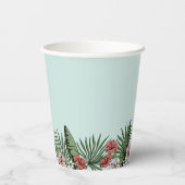 Tropische bloemige roze flamingo bruidsdouche papieren bekers (Achterkant)