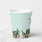 Tropische bloemige roze flamingo bruidsdouche papieren bekers (Rechts)