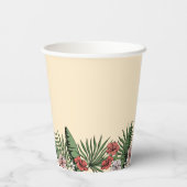 Tropische bloemige roze flamingo bruidsmeisjesfees papieren bekers (Achterkant)