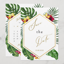 Tropische Bloemige Save The Date Kaart