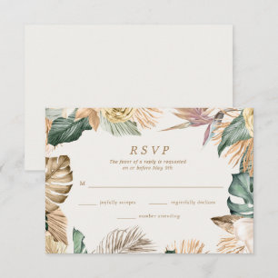 Tropische bloemige strand bestemmingshuwelijk  RSVP kaartje