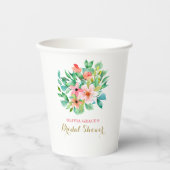 Tropische bloemige strand bruidsbeurt papieren bekers (Voorkant)
