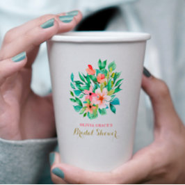 Tropische bloemige strand bruidsbeurt papieren bekers