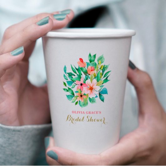 Tropische bloemige strand bruidsbeurt papieren bekers