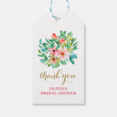 Tropische bloemige strand bruiloft feest cadeaulabel (Voorkant)