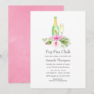 Tropische bloemige strand pop fizz clink bruidsbor kaart