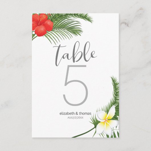 Tropische bloemige trouwtafel nummer ID475 Kaart (Voorkant)