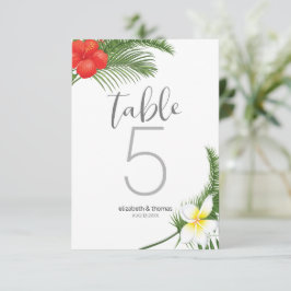 Tropische bloemige trouwtafel nummer ID475 Kaart