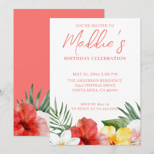 Tropische bloemige verjaardag kaart