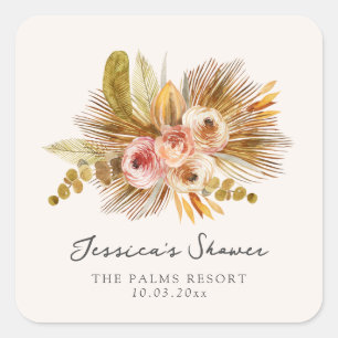 Tropische bloemige vintage bruidssalon vierkante sticker