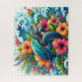 Tropische Bloemige Zeeschildpad Legpuzzel (Verticaal)