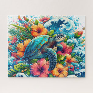 Tropische Bloemige Zeeschildpad Legpuzzel