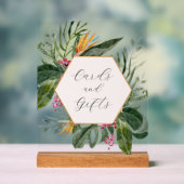 Tropische bloemkaarten en cadeaus bord (Neutraal)