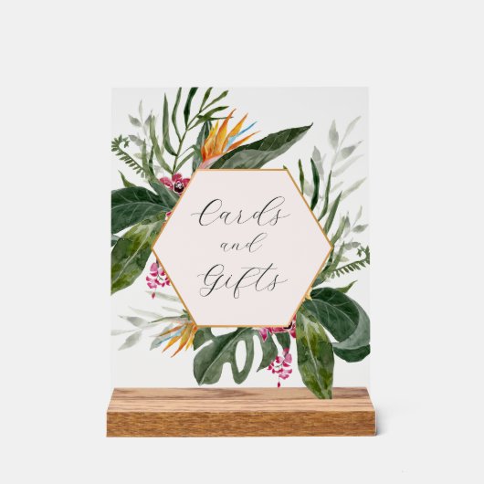 Tropische bloemkaarten en geschenkbord acryl bord (Voorkant)