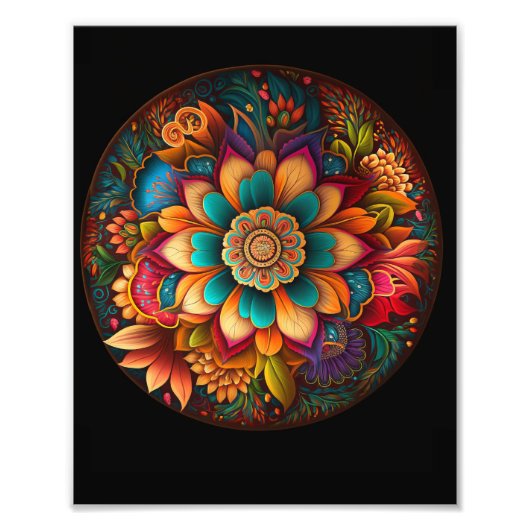 Tropische bloemmandala foto afdruk (Voorkant)