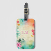 Tropische bloemnaam bagagelabel (Voorkant (verticaal))
