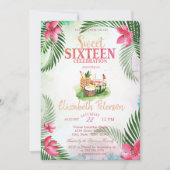 Tropische bloempalm CocktailSummer Sweet 16 Party Kaart (Voorkant)