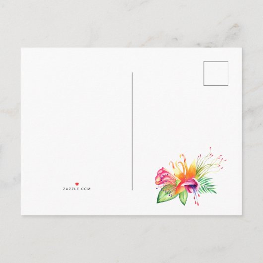 Tropische Bloemrijke Zomer Strand Bruiloft Bewaar Aankondigingskaart (Achterkant)