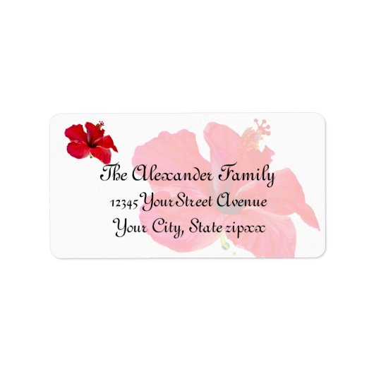 Tropische Bloemrode Hibiscus Etiket (Voorkant)