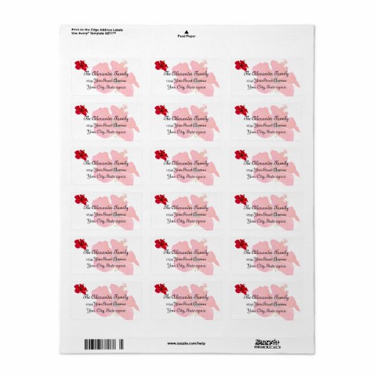 Tropische Bloemrode Hibiscus Etiket (Full Sheet)