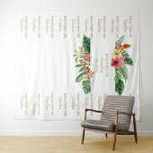 Tropische bloemstap en herhaling Bautizo-achtergro Wandkleed (In Situ (horizontaal))