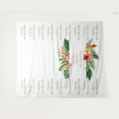 Tropische bloemstap en herhaling Bautizo-achtergro Wandkleed (Voorkant (horizontaal))