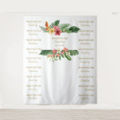 Tropische bloemstap en herhaling Bautizo-achtergro Wandkleed (Voorkant)