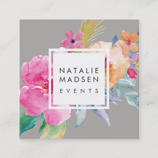 Tropische bloesems vierkante visitekaartje (Voorkant)