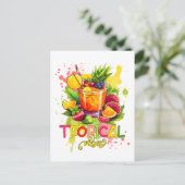 Tropische blokjes - Summer Vibes Waterverf Fruits Briefkaart (Staand voorkant)