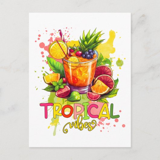 Tropische blokjes - Summer Vibes Waterverf Fruits Briefkaart (Voorkant)