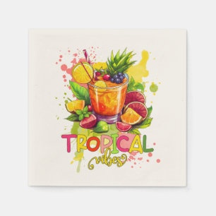 Tropische blokjes - Summer Vibes Waterverf Fruits Servet