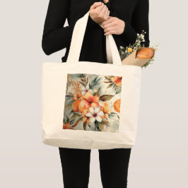 Tropische Bloom & Citrus Dream – Aquarel Grote Tote Bag