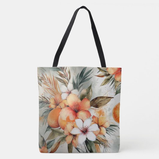 Tropische Bloom & Citrus Dream – Aquarel Tote Bag (Voorkant)
