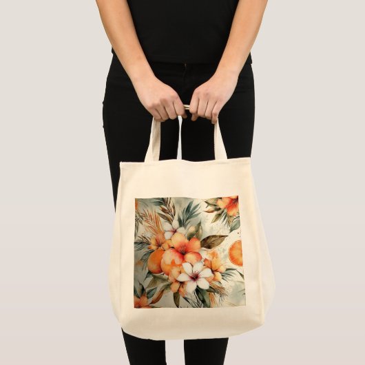 Tropische Bloom & Citrus Dream – Aquarel Tote Bag (Voorkant (product))