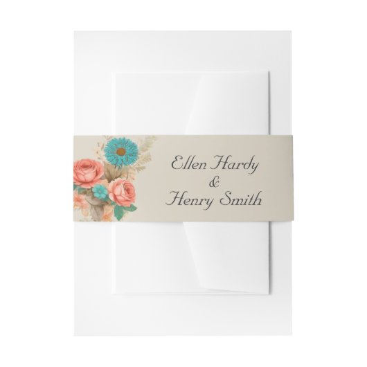 Tropische Blues & Greens Eco Beach Wedding Uitnodigingen Wikkel (Voorkant Voorbeeld)