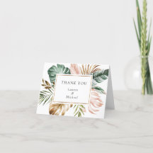 Tropische blush Gold Palm Leaves Hartelijk dank