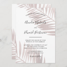 Tropische Blush Palms bruiloft uitnodiging