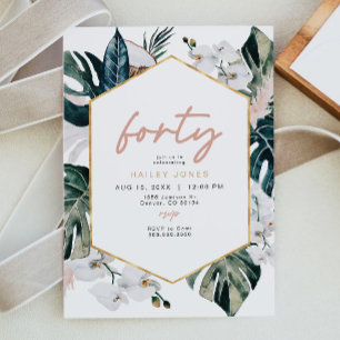 Tropische blush Pampas 40e verjaardag Kaart