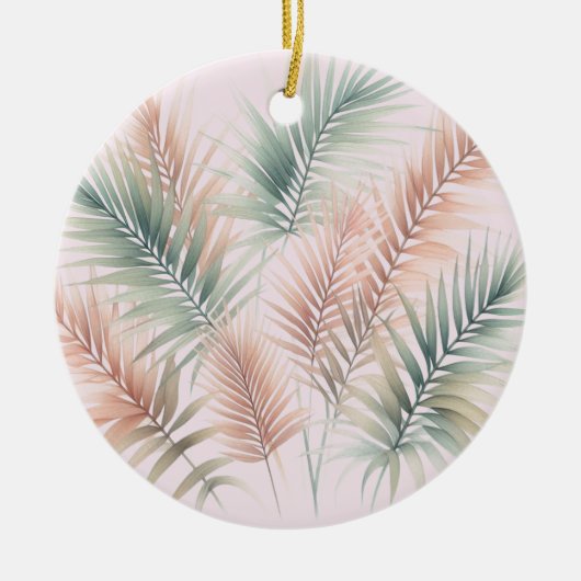 Tropische Blush roze groene palmbladeren Keramisch Ornament (Voorkant)