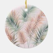 Tropische Blush roze groene palmbladeren Keramisch Ornament (Achterkant)