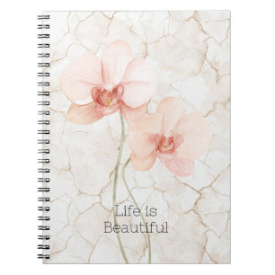 Tropische Blush Roze Orchidee Bloemen Notitieboek