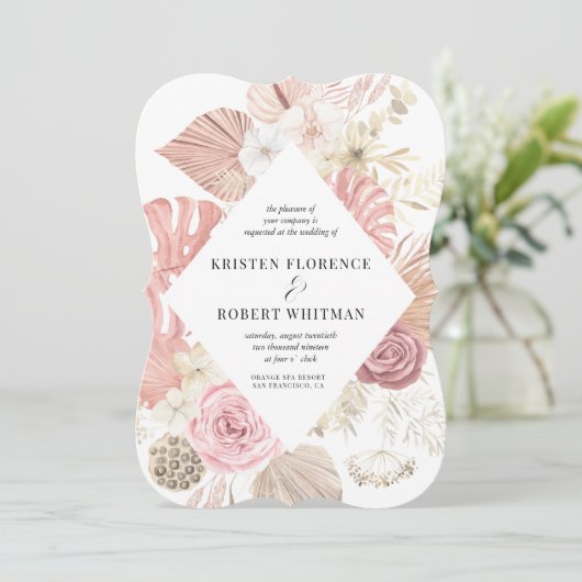 tropische blush Weddenschap Kaart (Staand voorkant)