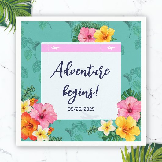 Tropische Boarding Pass Bestemming Bruiloft Servet