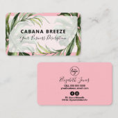 Tropische bodemroze zeep en bath visitekaartje (Voorkant / Achterkant)