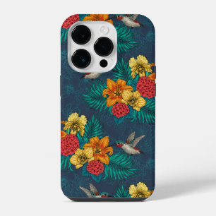 Tropische boeket en kolibries iPhone 14 plus hoesje