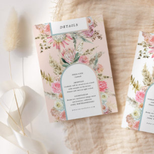 Tropische Boheemse Blush Receptie Details Kaart