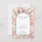 Tropische Boheemse Blush Verticale RSVP-kaart RSVP Kaartje (Voorkant)