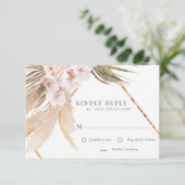 Tropische bohemian blush floral RSVP kaart (Staand voorkant)