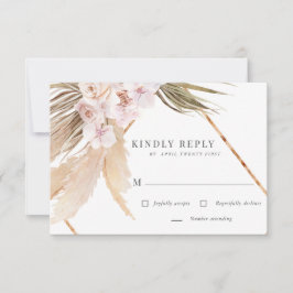 Tropische bohemian blush floral RSVP kaart